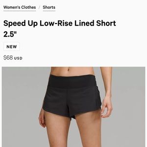 Lululemon speed short in grey size 4